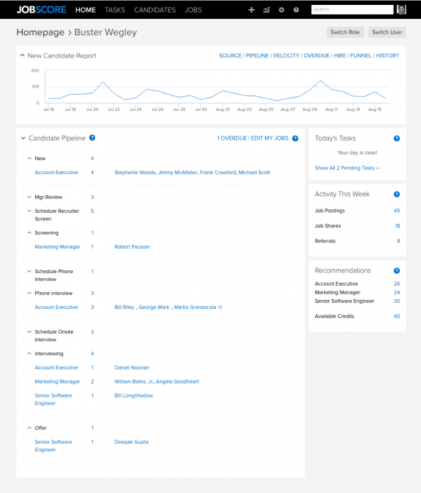 To show JobScore interface and visualise some main features